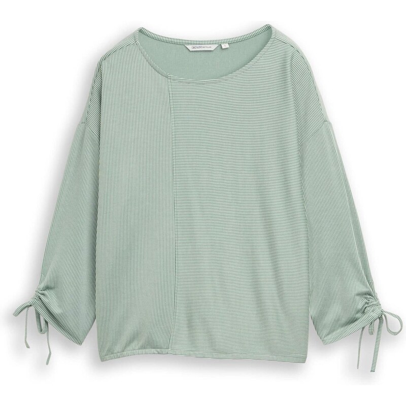 TOM TAILOR DENIM Tričko smaragdová / biela 67200476