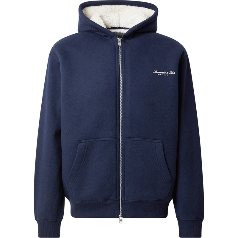 Abercrombie & Fitch Tepláková bunda námornícka modrá / biela 67200548