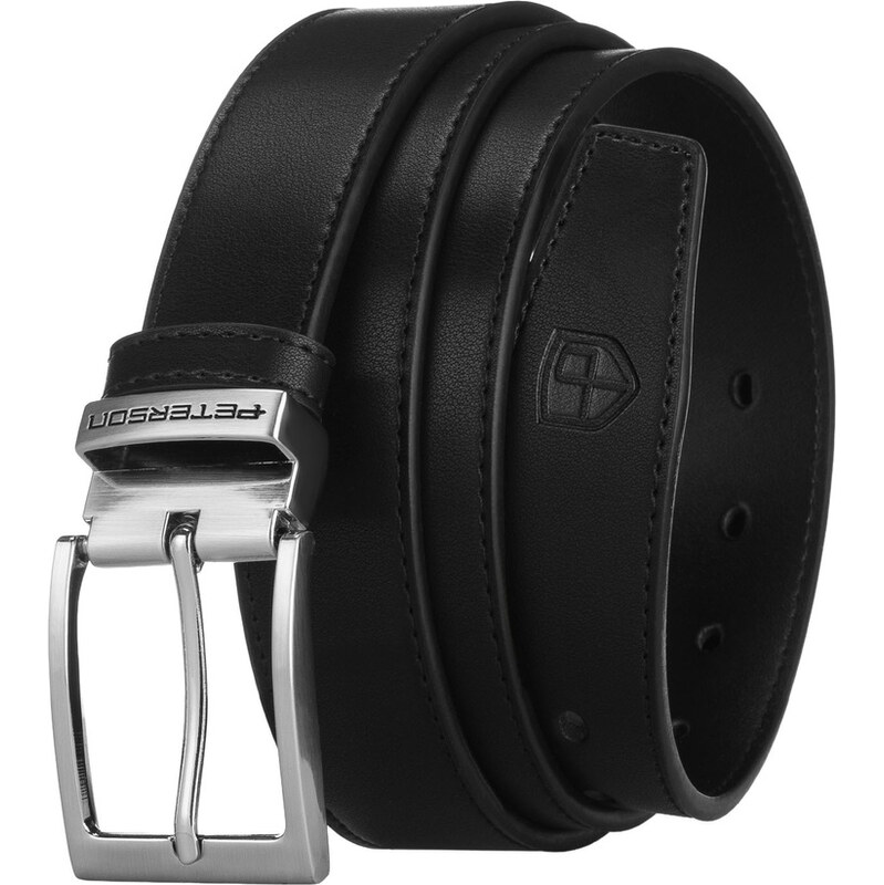Peterson Pánsky čierny kožený opasok so striebornou prackou 67199646