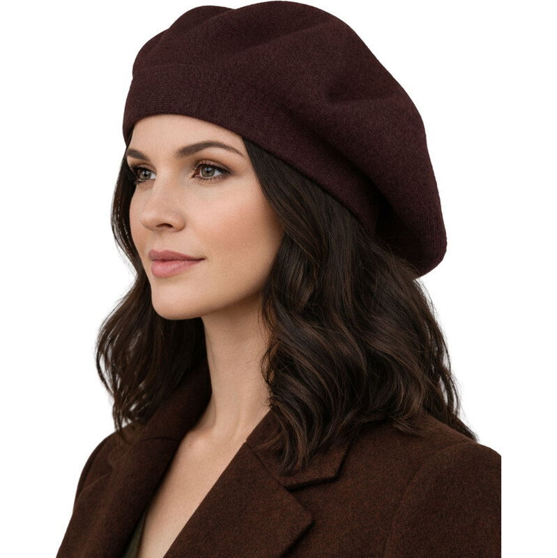Peterson Dámska baretka z akrylu v hnedej farbe 67199661