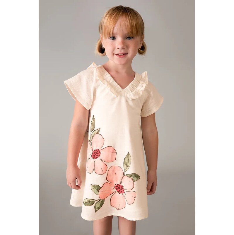 Detské šaty s prímesou ľanu Mayoral 67199970