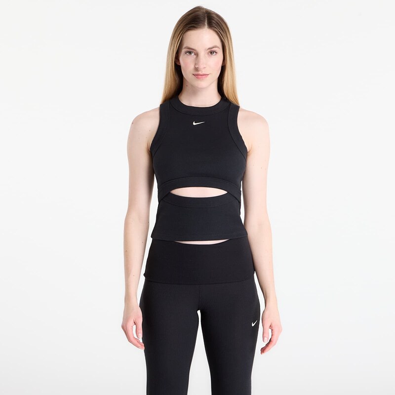 Nike Sportswear Chill Knit Womens Tight Ribbed Tank Top Black/ Sail M 67211323