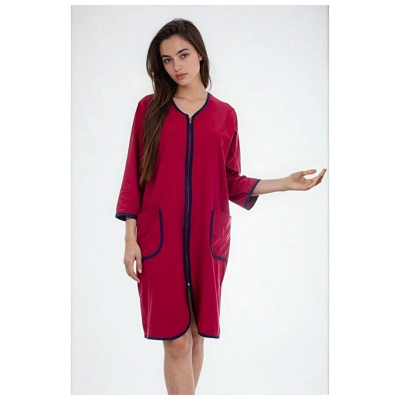 Kuba Bavlnený župan na zips Denisa bordový 67353135