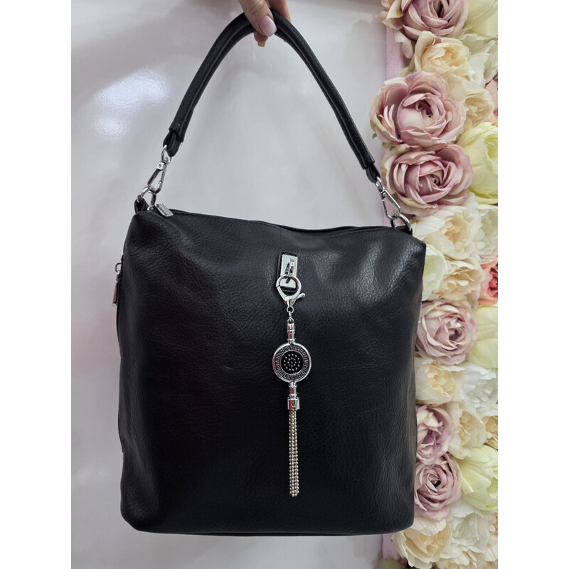 E-shop Katrins Fashion Štýlová čierna crossbody kabelka Silvia Rosa