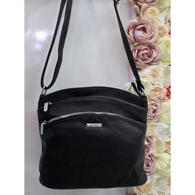 E-shop Katrins Fashion Čierna crossbody kabelka Siliva Rosa