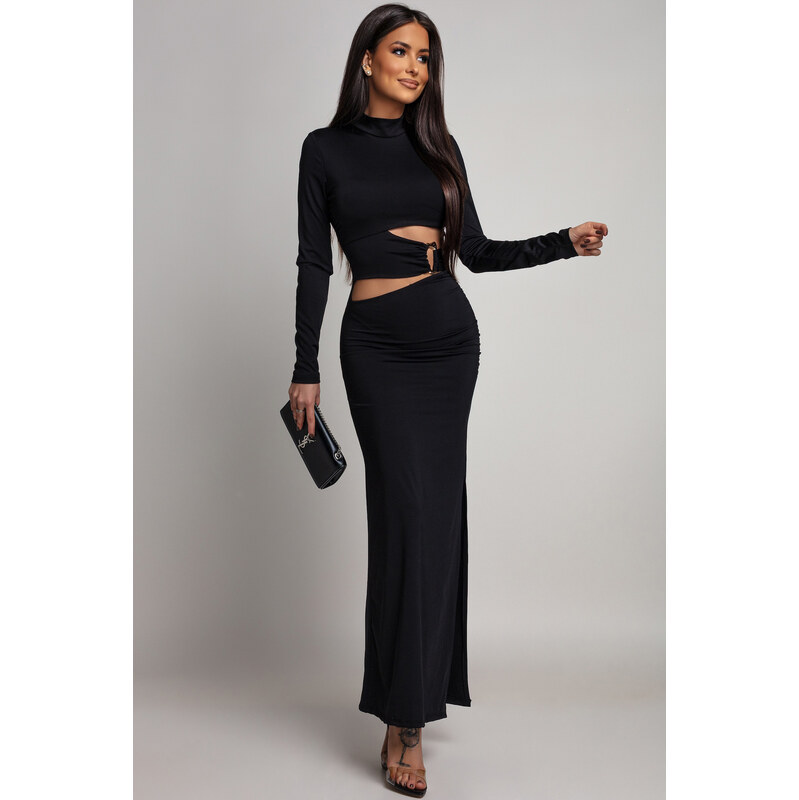 miadresses.sk Čierne priliehavé šaty s výrezmi 67213987