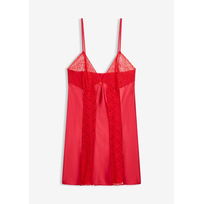 bonprix Saténové negližé, farba červená 47740543