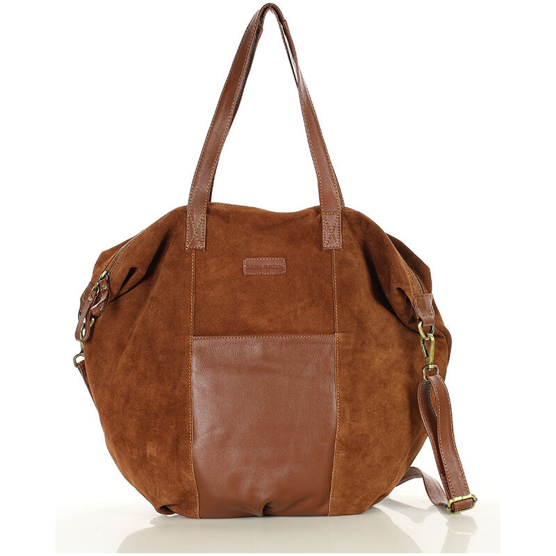 MARCO MAZZINI Dámska shopper taška zo semišovej kože s vreckami | 67214324