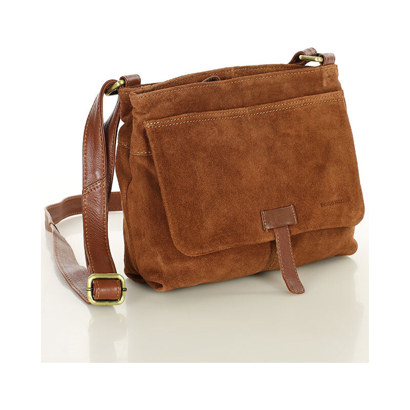 MARCO MAZZINI Semišová kožená taška cez rameno | camel vs50bb 67214330