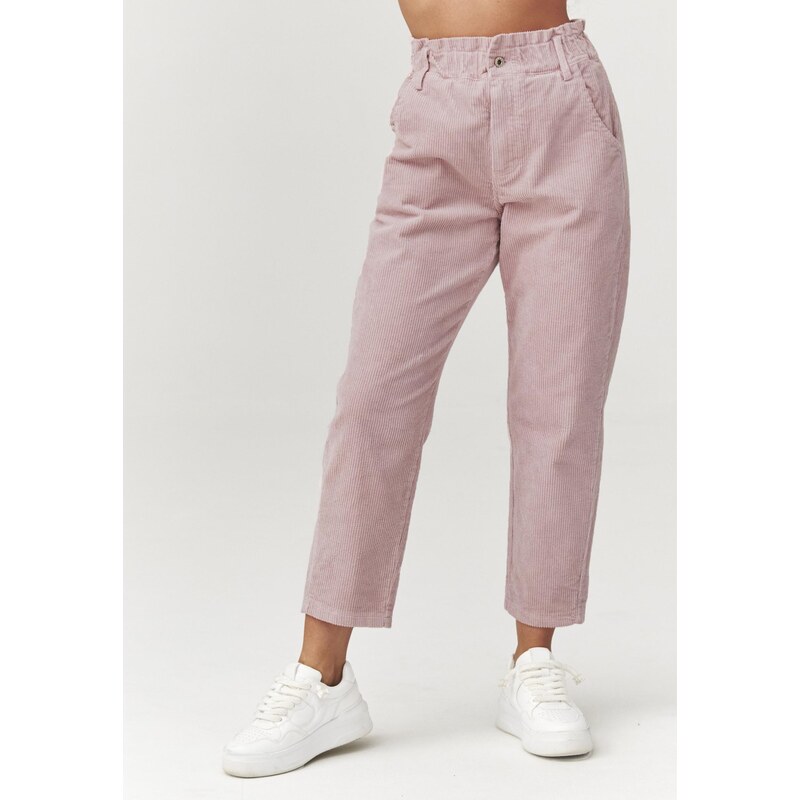 Makadamia Manšestrové nohavice s vysokým pásom C33 | púdrovo ružová 67214338