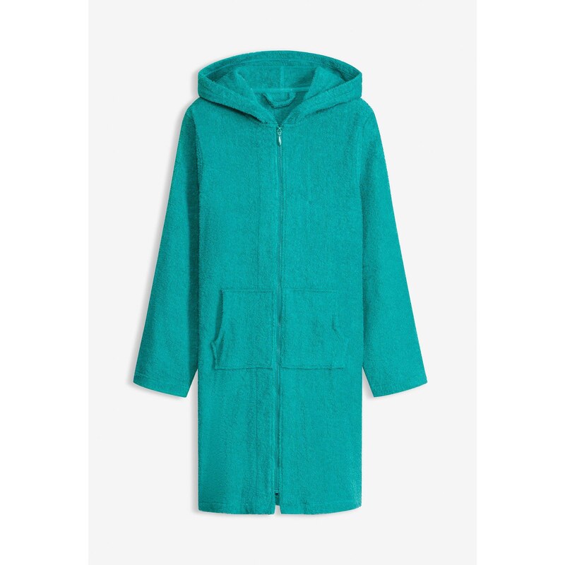 bonprix Župan froté z bio bavlny, na zips, farba zelená 67085461