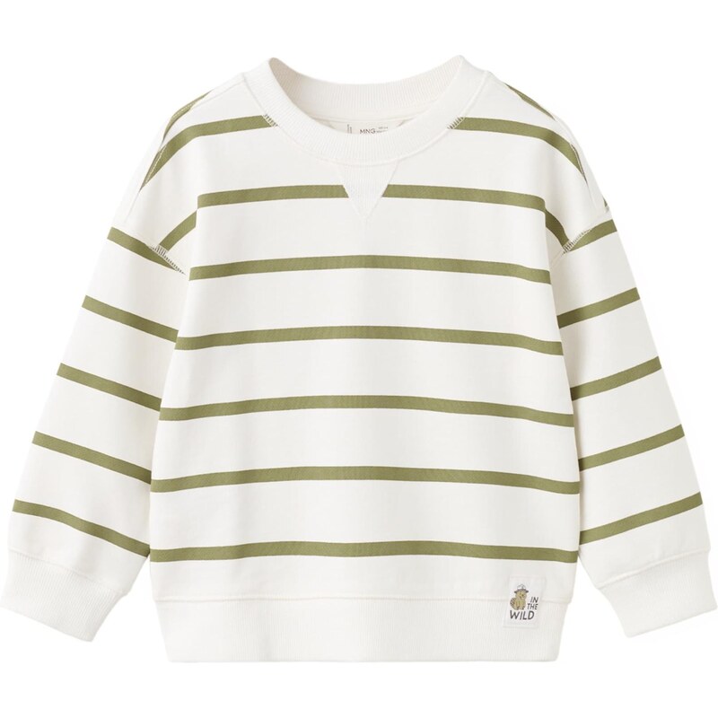 MANGO KIDS Mikina EHAPPY kaki / biela 67220339