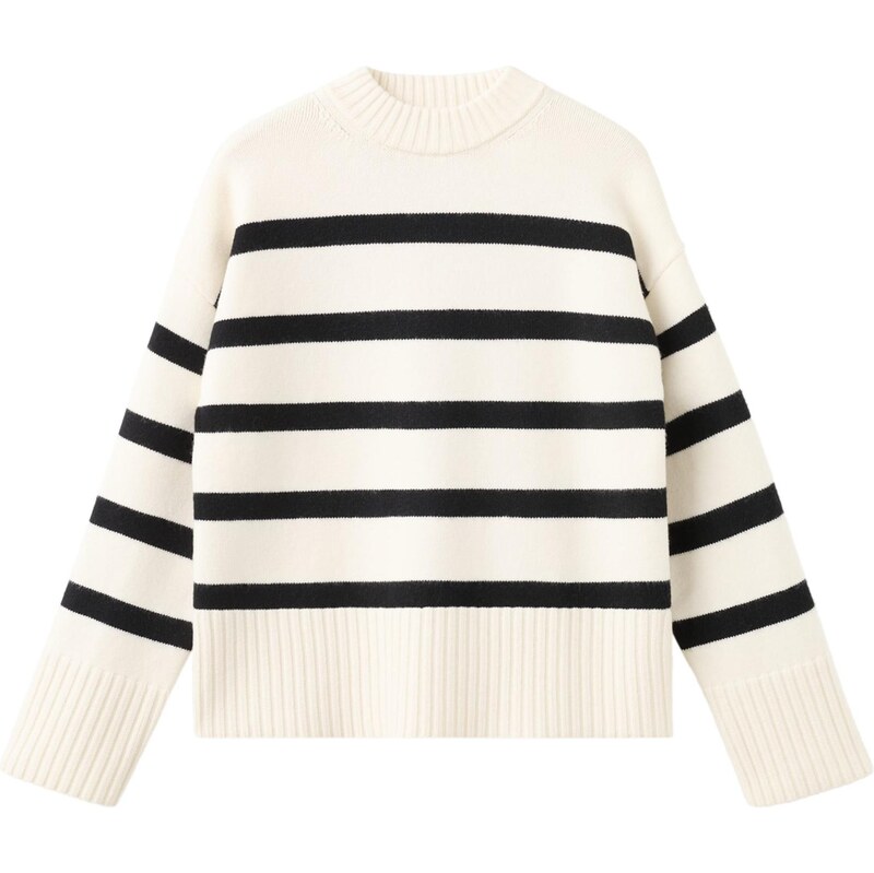 MANGO Sveter CASTELLO krémová / čierna 67220631