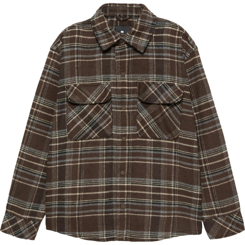 Pull&Bear Prechodná bunda krémová / tmavohnedá / biela 67220911