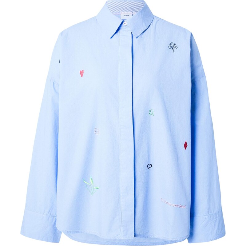 NÜMPH Blúzka JUNA modrá / svetlozelená / orgovánová / červená 67221200