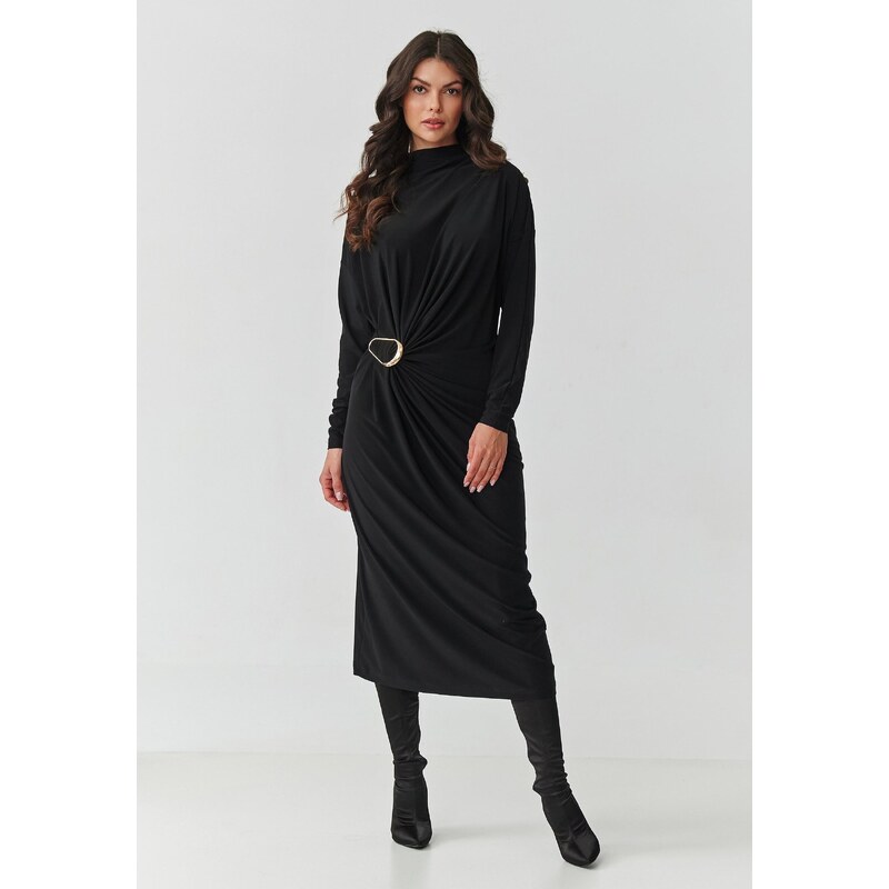 Makadamia Dámske šaty s volánmi a ozdobnou prackou M907 | čierna M907 67224897
