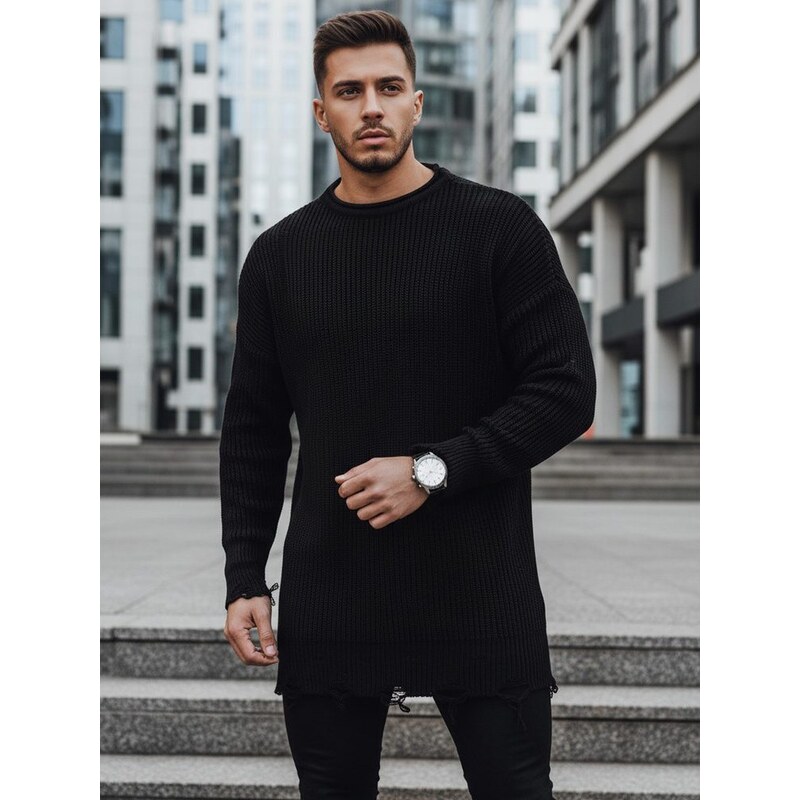 Buďchlap Štýlový predĺžený sveter v čiernej farbe 36955414