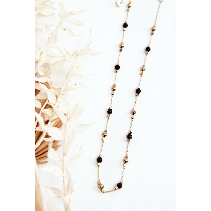 Glam Chic Dámsky náhrdelník s čiernymi korálkami 67241565