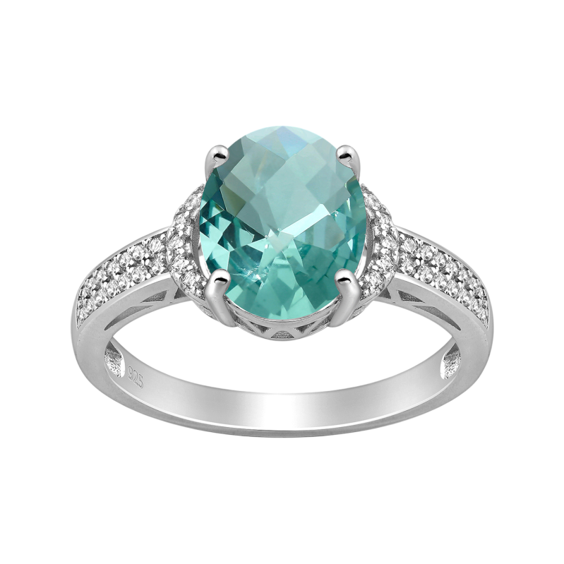 Strieborný prsteň Calista – SVETLO ZELENÁ 67228938