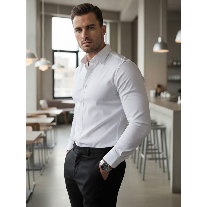 Dstreet Elegantná biela pánska košeľa 60193280