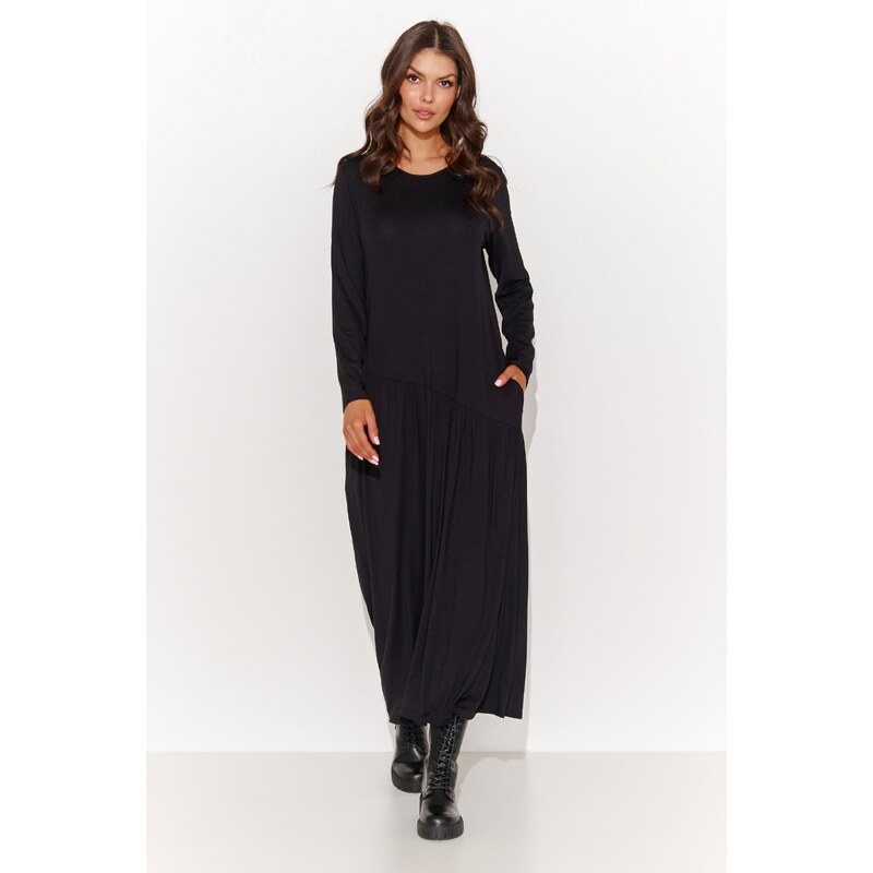 Numinou Čierne viskózové maxi šaty M915 | čierna M915 67232075
