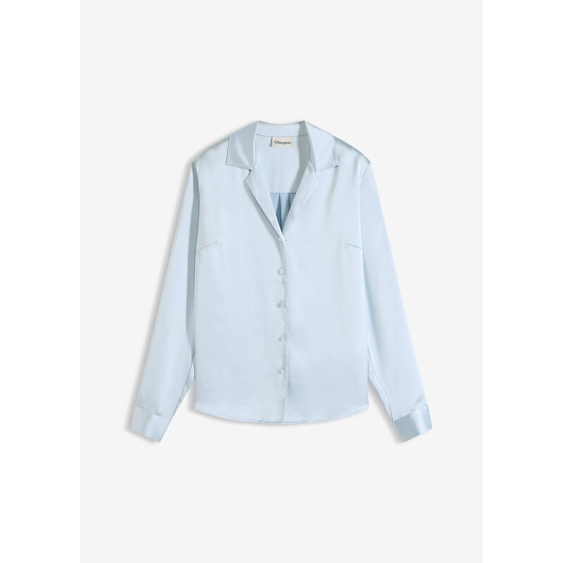 bonprix Blúzka z jemného saténu, farba modrá 67232576