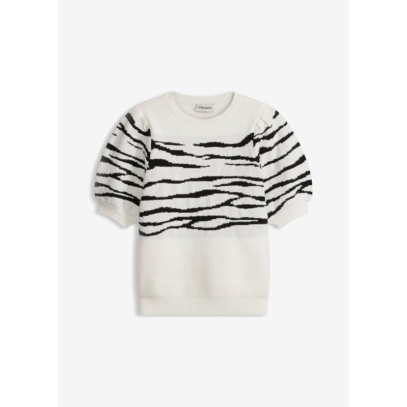 bonprix Pulóver s nariasenými rukávmi, farba biela 67232574