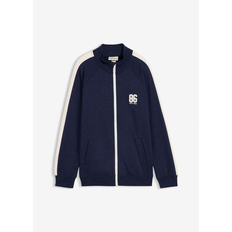 bonprix Mikinová bunda z čistej bio bavlny, farba modrá 67232593