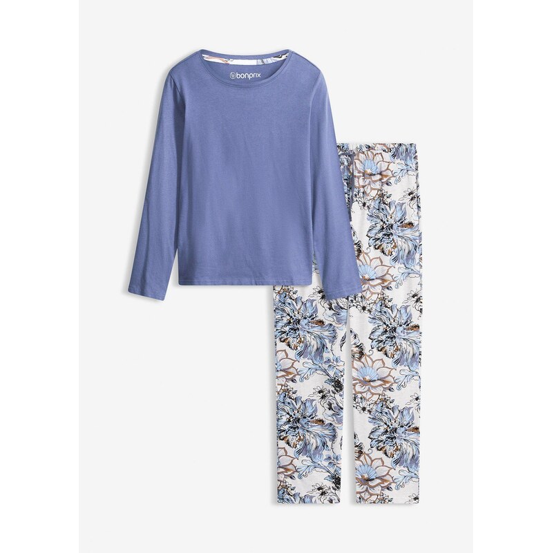 bonprix Pyžamo z mäkkej bavlny, farba modrá 67232615