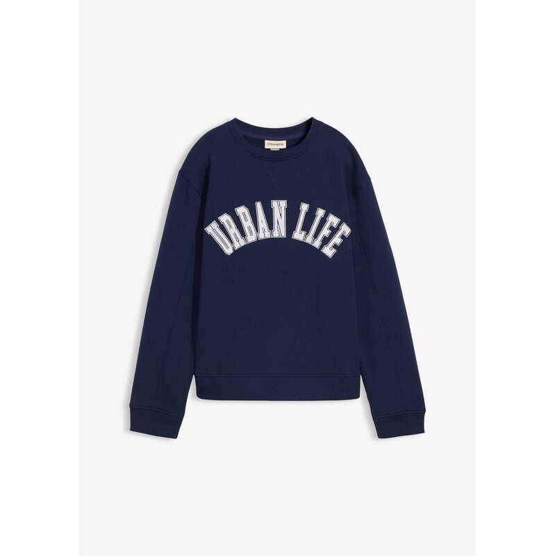 bonprix Oversize-mikina z čistej bavlny, farba modrá 67232631