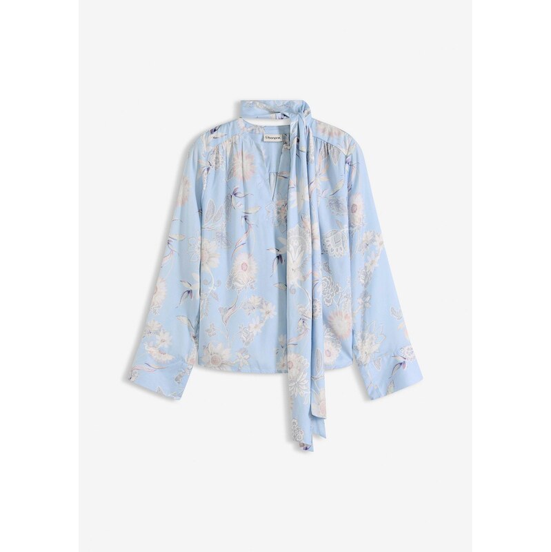 bonprix Tunika z jemného saténu, farba modrá 67232649