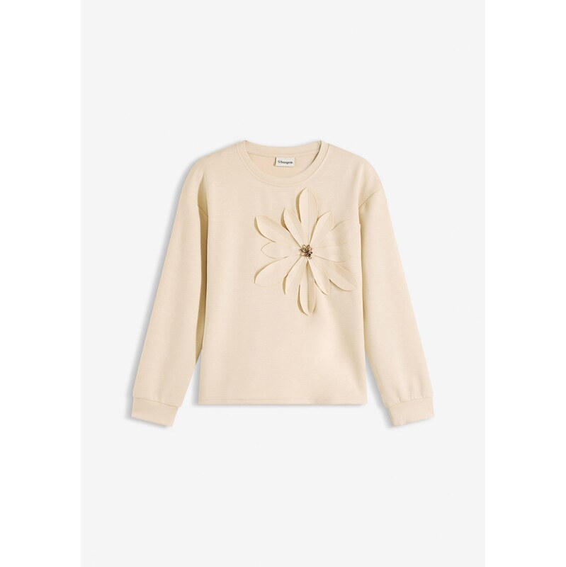 bonprix Mikina s aplikáciou, farba béžová 67232652