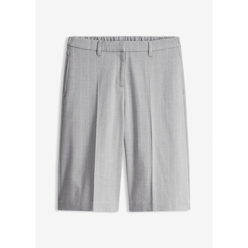 bonprix Pásikované bermudy so záhybmi na páse, farba šedá 67232676