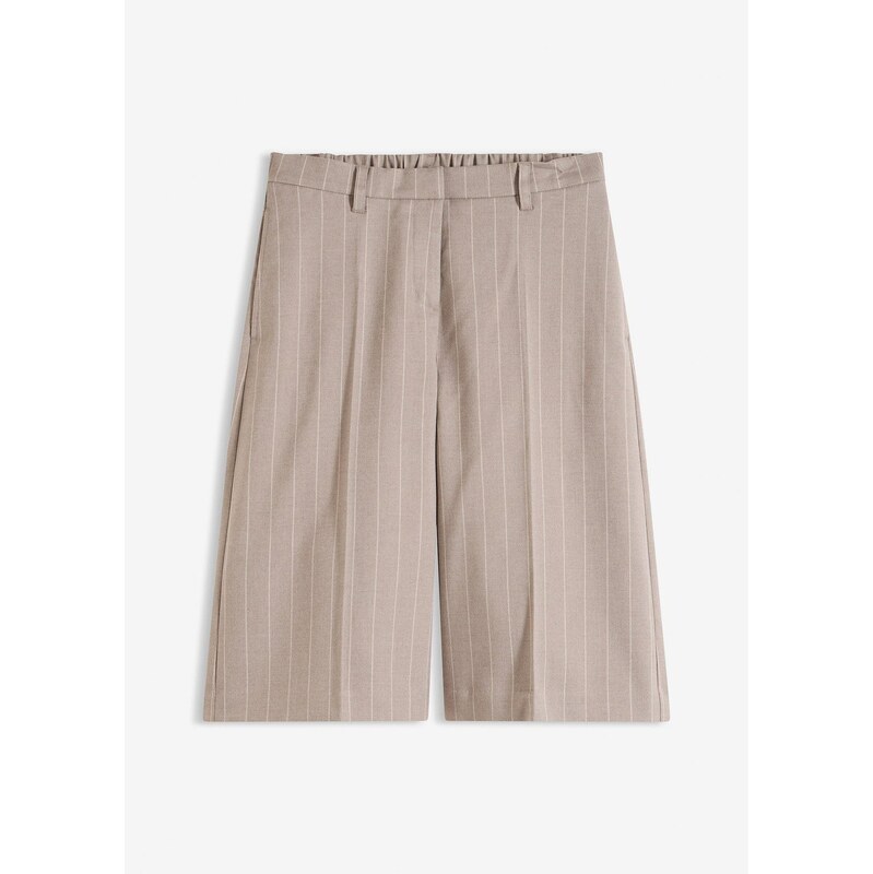 bonprix Pásikované bermudy so záhybmi na páse, farba hnedá 67232677