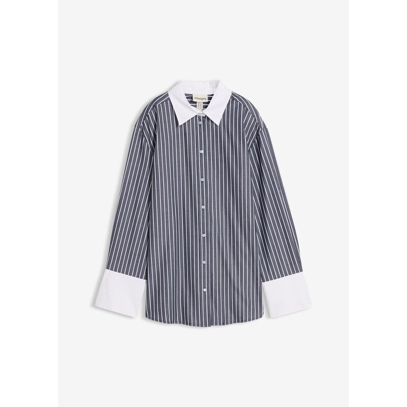 bonprix Blúzka z čistej bavlny, oversize, farba modrá 67232678