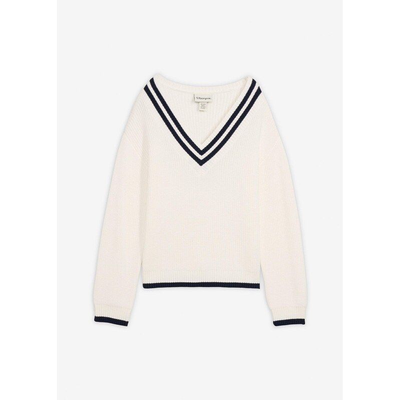 bonprix Pulóver z viskózového mixu, farba biela 67232684