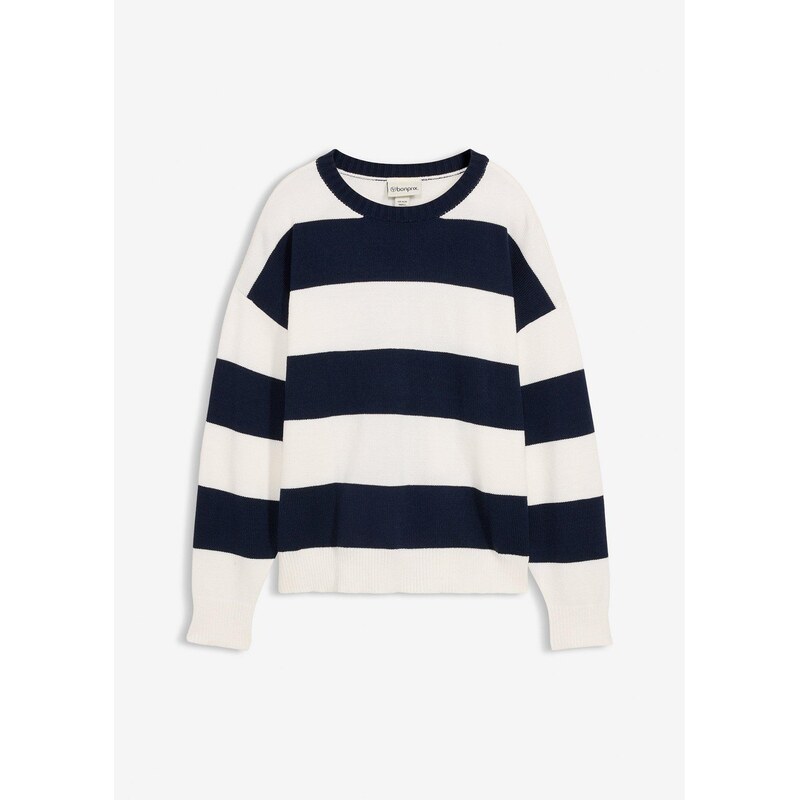 bonprix Oversize-pulóver z jemného viskózového mixu, farba biela 67232691