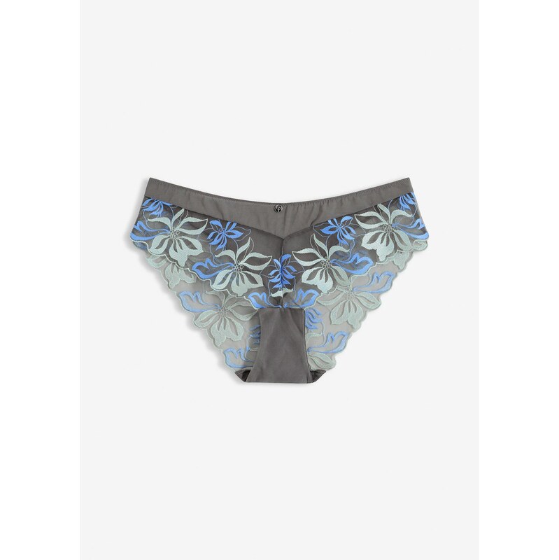 bonprix Bokové nohavičky s jemnou výšivkou, farba šedá 67232696