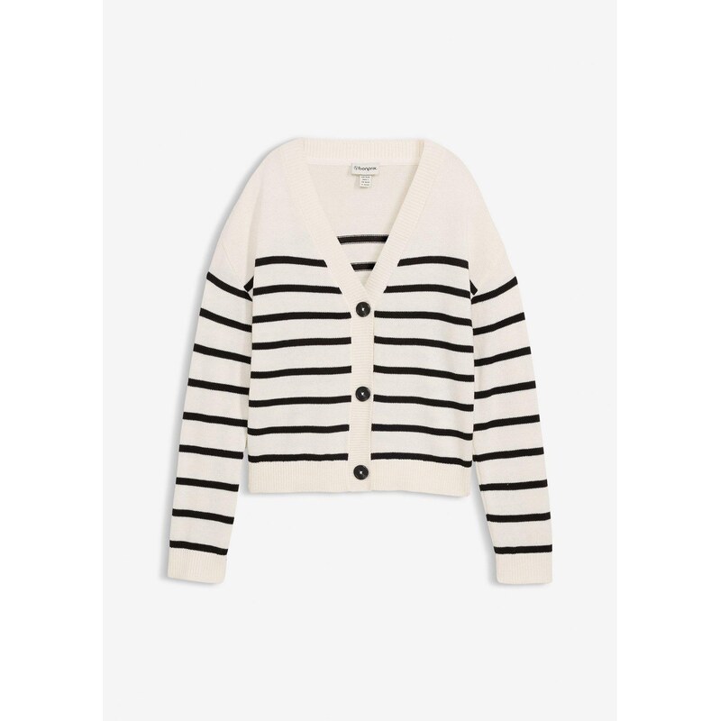 bonprix Pletený sveter z bavlneného mixu, farba biela 67232704