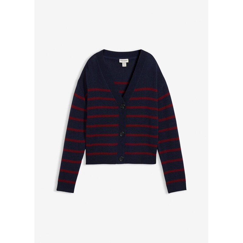 bonprix Pletený sveter z bavlneného mixu, farba modrá 67232705