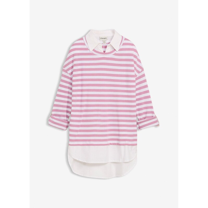 bonprix 2v1 blúzková mikina, farba ružová 67232707