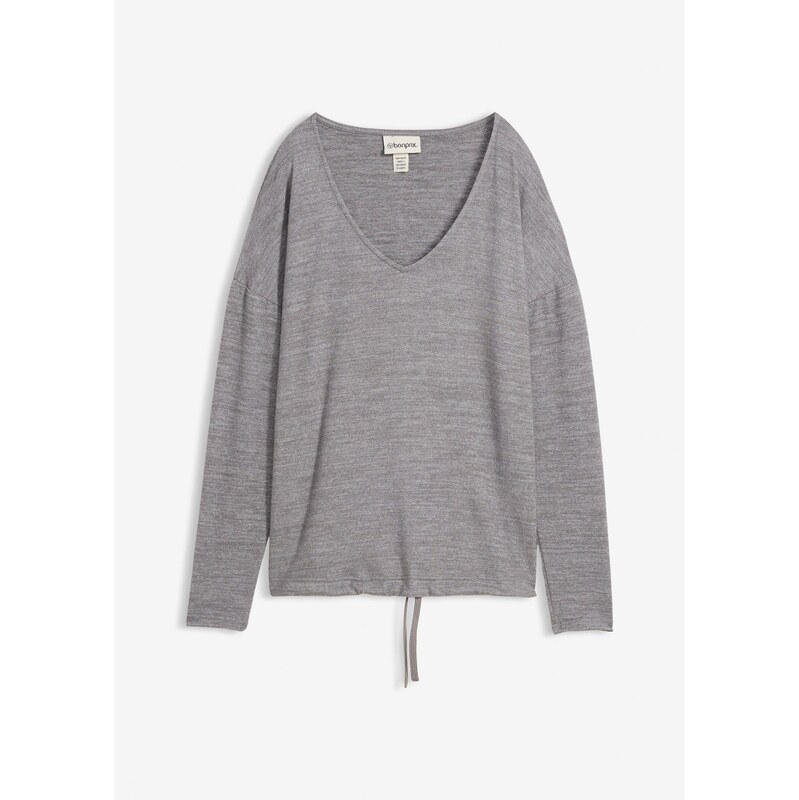 bonprix Oversize-mikina v pletenom vzhľade, farba šedá 67232719