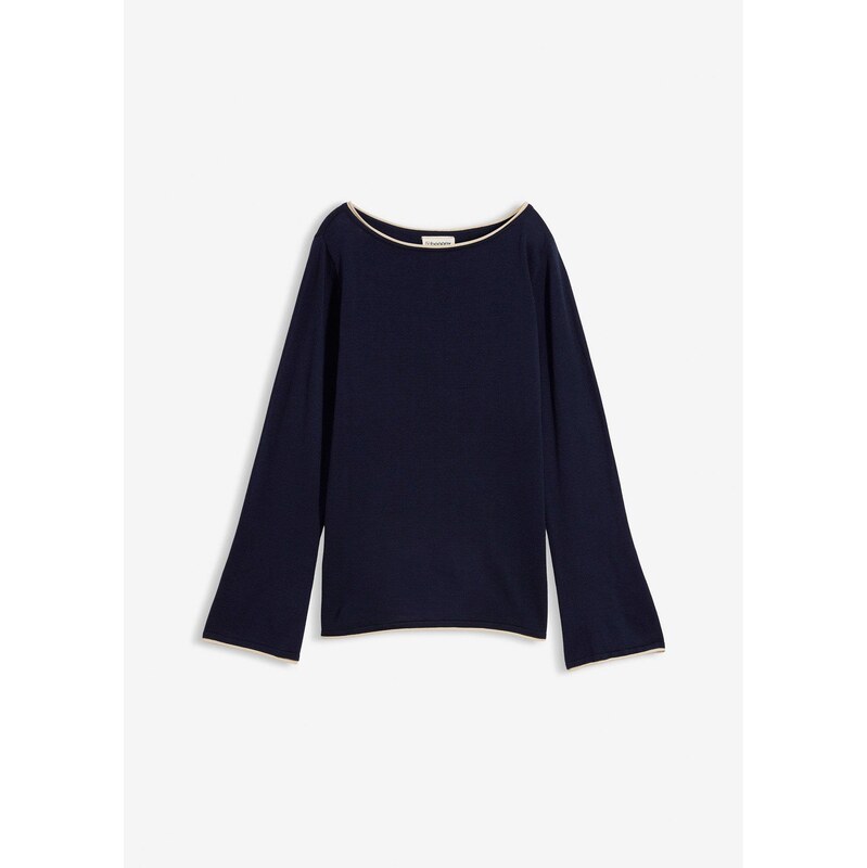 bonprix Jemne pletený pulóver bavlneného mixu, farba modrá 67232715