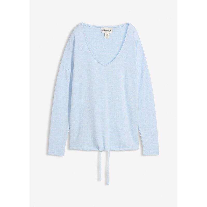 bonprix Oversize-mikina v pletenom vzhľade, farba modrá 67232720