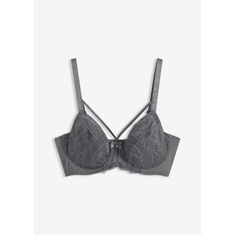 bonprix Minimizer podprsenka s jemnou čipkou, farba šedá 67232731