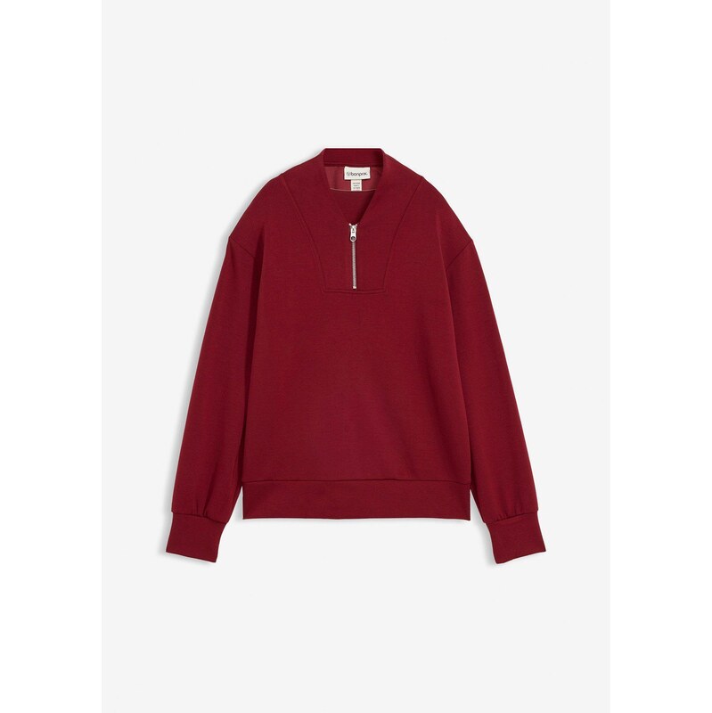 bonprix Mikina s mäkkou viskózou, farba červená 67232737
