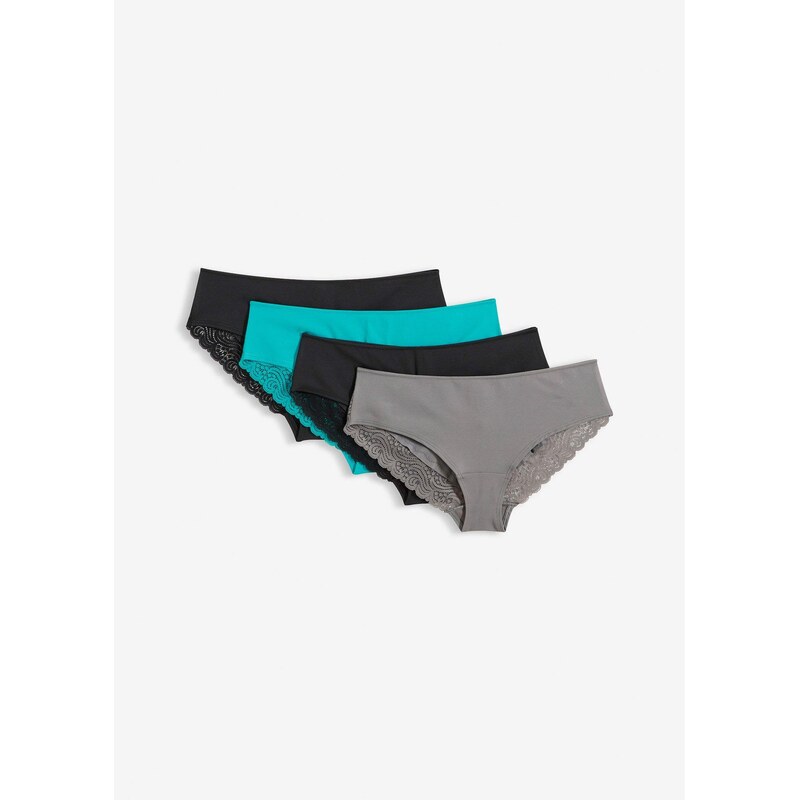 bonprix Bokové nohavičky s čipkou (4 ks), farba čierna 67232749