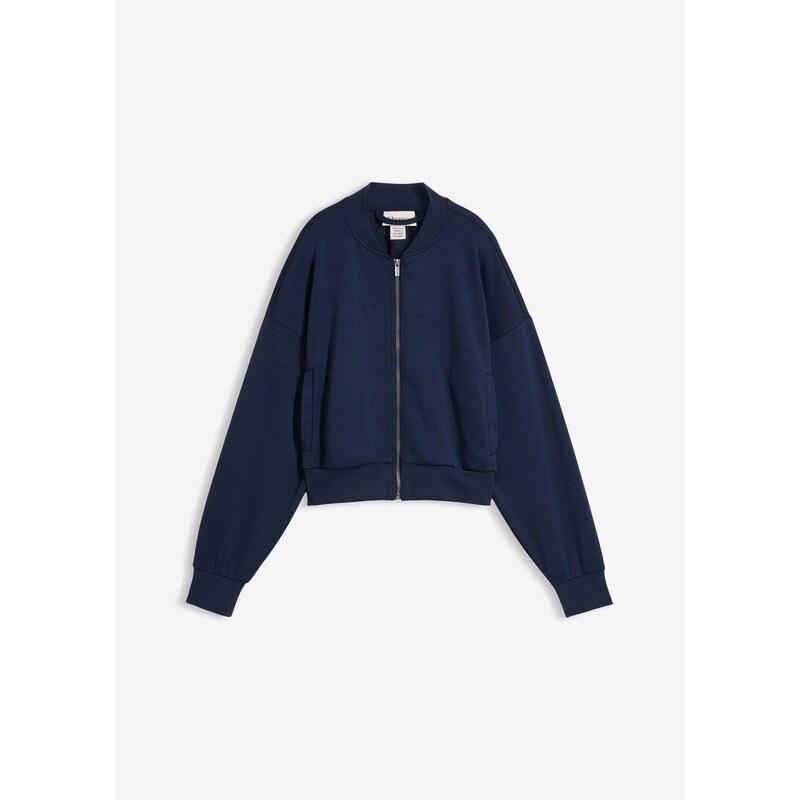 bonprix Mikinový bluzón z mäkkého viskózového mixu, farba modrá 67232768