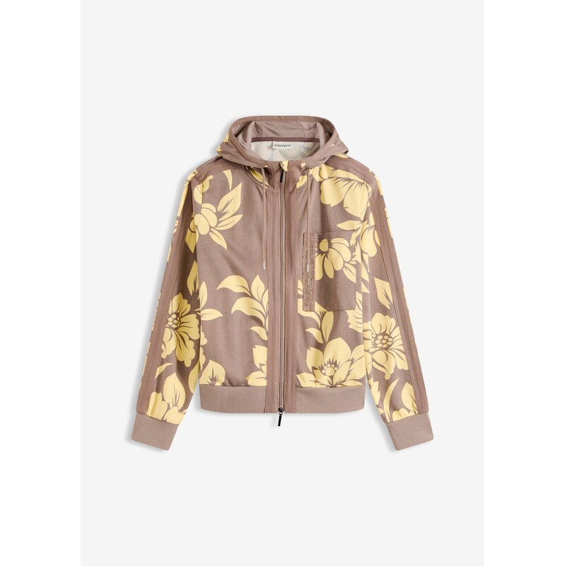 bonprix Mikinová bunda s bavlnou, farba hnedá 67232778