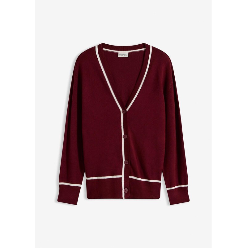bonprix Pletený sveter s výstrihom do V, farba červená 67232782